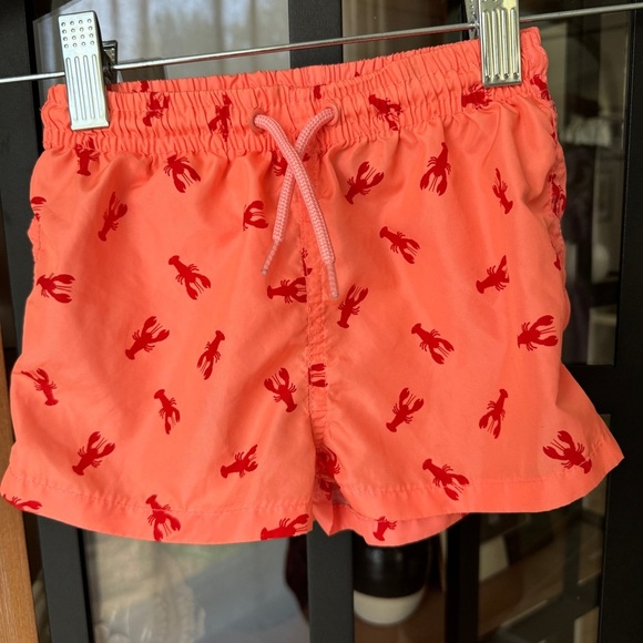 Zara Kids lobster swimming trunks shorts baby toddler boy neon print drawstring - Picture 1 of 5
